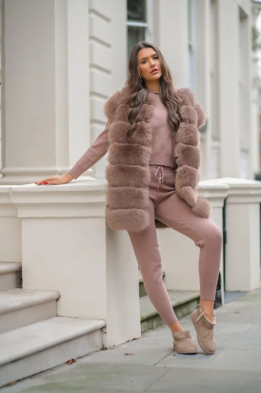 Taupe Premium Faux Fur Longline Gilet