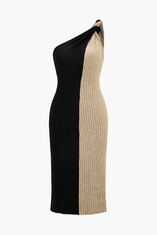 Knit Patchwork Twist Knot Dress