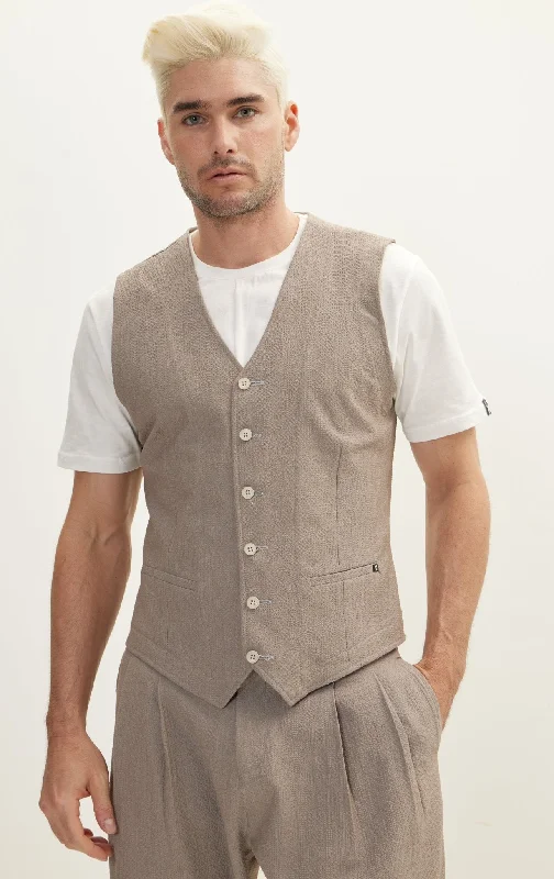 Waffle Stretch Beach day Vest - Brown