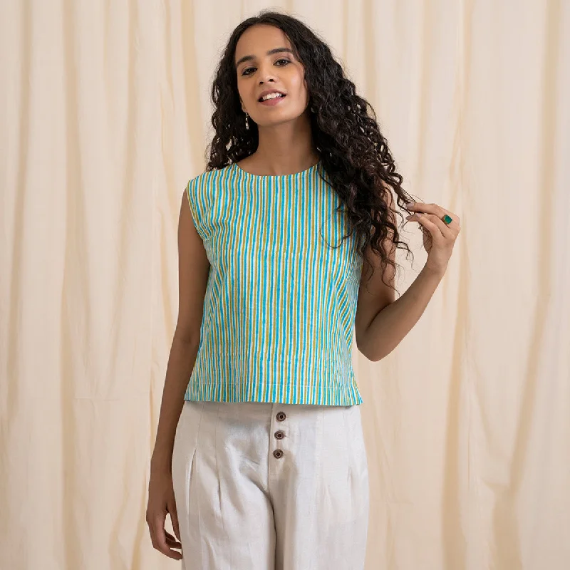 Strapless Women Dress with a Built - in Bra for Comfort and Support Strapless Women Dress with a Built - in Bra for Comfort and Support Cotton Crop Top for Women | Striped | Green