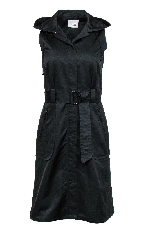 Strapless Women Dress with a Built - in Bra for Comfort and Support Strapless Women Dress with a Built - in Bra for Comfort and Support Akris Punto - Black Hooded Dress w/ Belt Sz 4