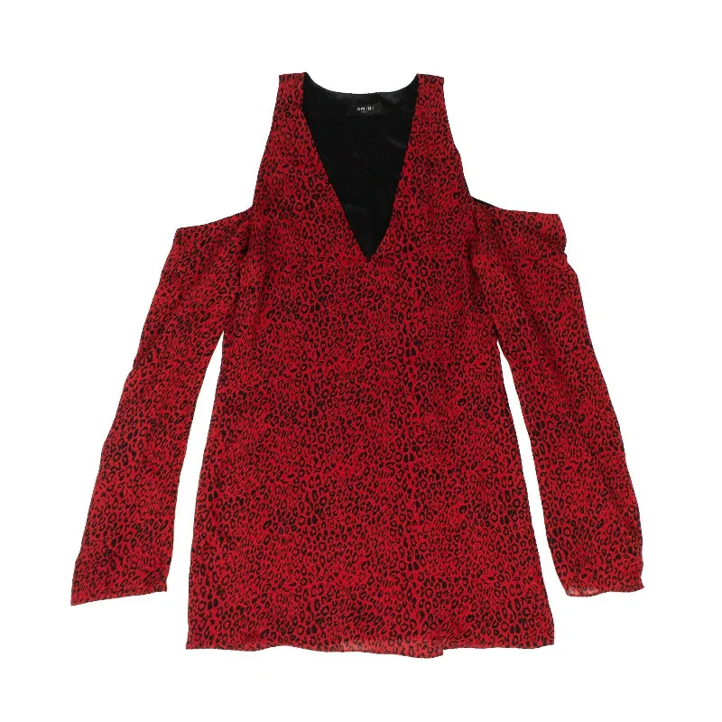 Off - the - Shoulder Women Dress for a Romantic and Feminine Look Off - the - Shoulder Women Dress for a Romantic and Feminine Look Amiri Leopard No Shoulder Long Sleeves Dress - Red
