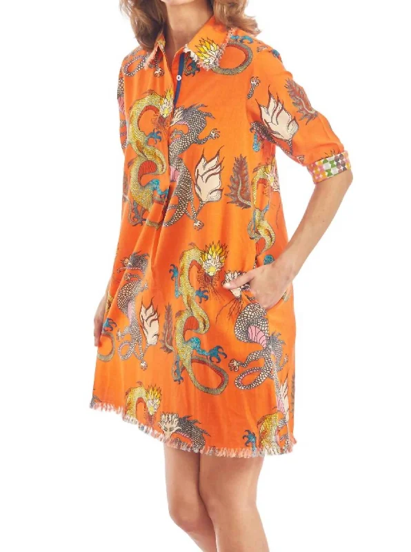 Mermaid - Style Women Dress with a Fitted Silhouette for Special Occasions Mermaid - Style Women Dress with a Fitted Silhouette for Special Occasions Chatham Dress In Orange Dragons Mermaid - Style Women Dress with a Fitted Silhouette for Special Occasions Mermaid - Style Women Dress with a Fitted Silhouette for Special Occasions Chatham Dress In Orange Dragons