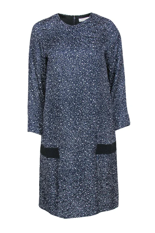 Plus Size Women Dress with a Flattering A - Line Cut for Comfort and Style Plus Size Women Dress with a Flattering A - Line Cut for Comfort and Style Chloe - Navy Blue & Grey Speckled Pattern Silk Shift Dress Sz 10 Plus Size Women Dress with a Flattering A - Line Cut for Comfort and Style Plus Size Women Dress with a Flattering A - Line Cut for Comfort and Style Chloe - Navy Blue & Grey Speckled Pattern Silk Shift Dress Sz 10