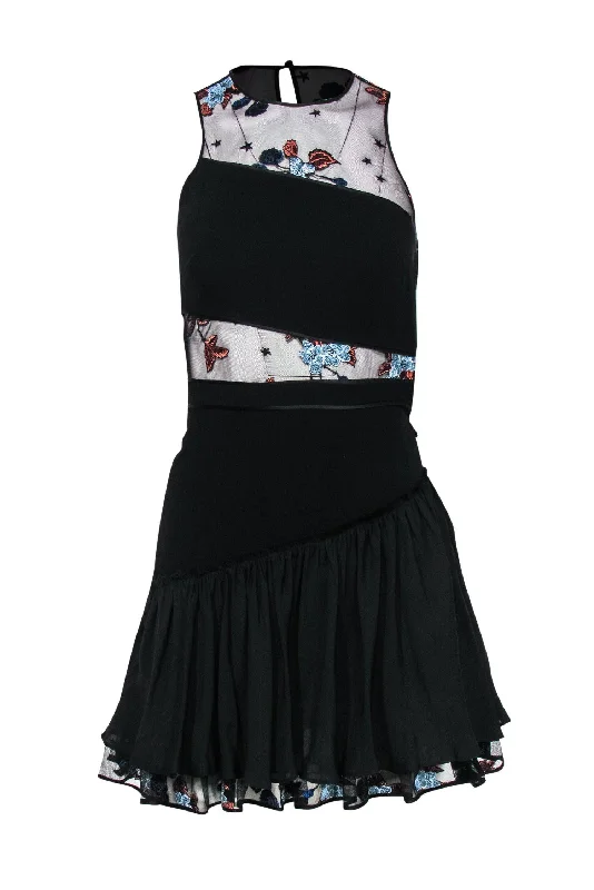 Mermaid - Style Women Dress with a Fitted Silhouette for Special Occasions Mermaid - Style Women Dress with a Fitted Silhouette for Special Occasions Cinq a Sept - Black Ruffle Hem Dress w/ Embroidered Mesh Sz 00