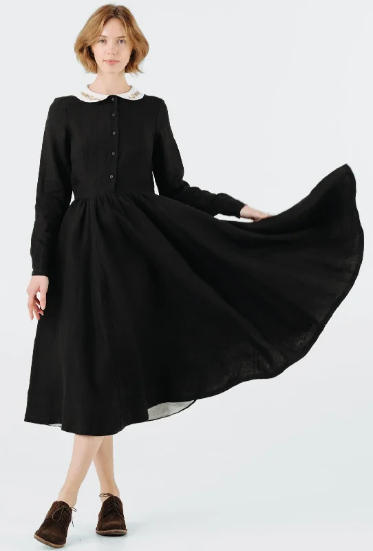 Pleated Women Dress with a Timeless and Elegant Texture Pleated Women Dress with a Timeless and Elegant Texture Classic Dress with Embroidered Golden Fields Collar, Long Sleeve Pleated Women Dress with a Timeless and Elegant Texture Pleated Women Dress with a Timeless and Elegant Texture Classic Dress with Embroidered Golden Fields Collar, Long Sleeve