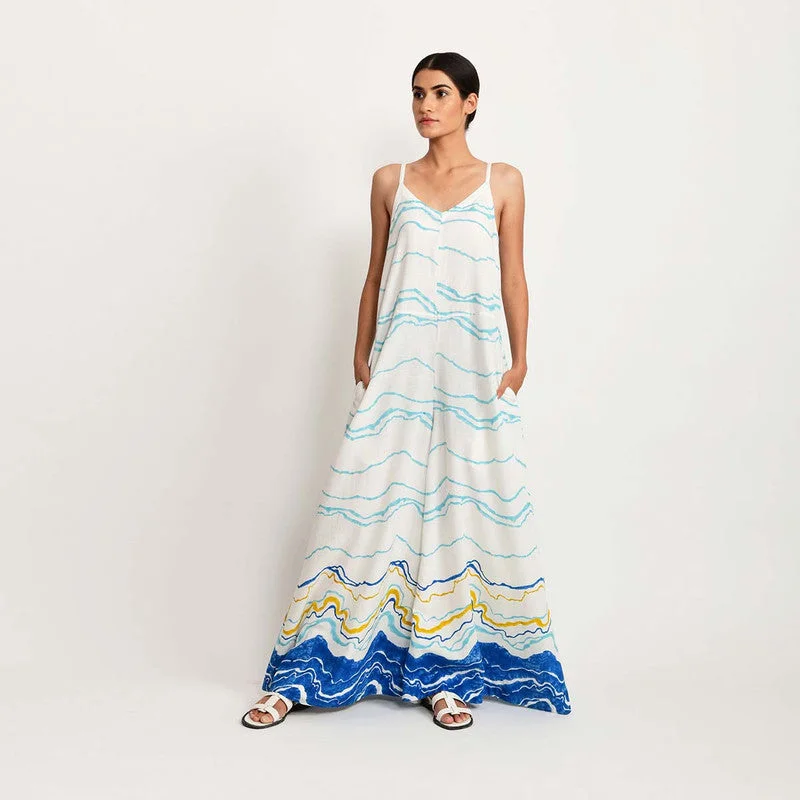 Empire Waist Women Dress to Accentuate the Bust and Conceal the Waist Empire Waist Women Dress to Accentuate the Bust and Conceal the Waist Bamboo Cotton Jumpsuit | White & Blue Empire Waist Women Dress to Accentuate the Bust and Conceal the Waist Empire Waist Women Dress to Accentuate the Bust and Conceal the Waist Bamboo Cotton Jumpsuit | White & Blue