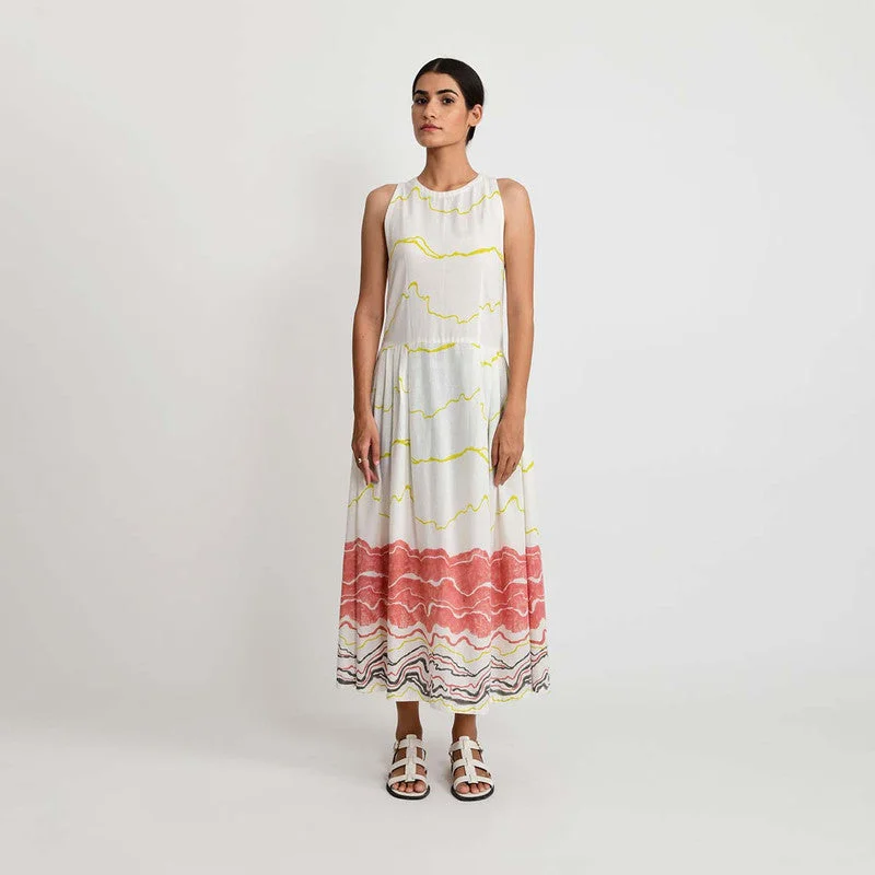 Halter Neck Women Dress to Show Off the Shoulders and Neckline Halter Neck Women Dress to Show Off the Shoulders and Neckline Bamboo Cotton Pleated Dress | White & Pink Halter Neck Women Dress to Show Off the Shoulders and Neckline Halter Neck Women Dress to Show Off the Shoulders and Neckline Bamboo Cotton Pleated Dress | White & Pink