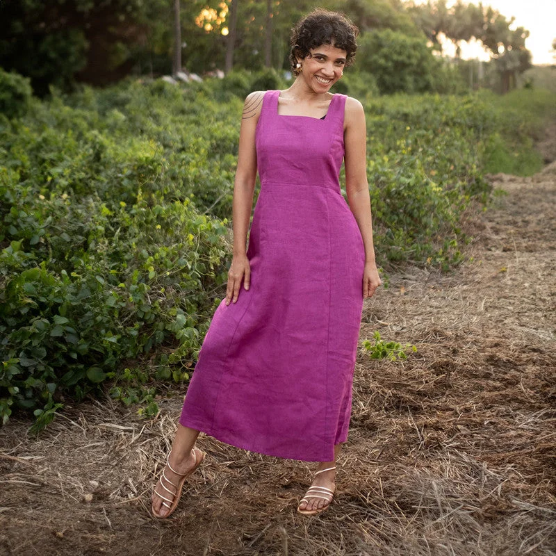 Empire Waist Women Dress to Accentuate the Bust and Conceal the Waist Empire Waist Women Dress to Accentuate the Bust and Conceal the Waist Linen Midi Dress for Women | Royal Purple Empire Waist Women Dress to Accentuate the Bust and Conceal the Waist Empire Waist Women Dress to Accentuate the Bust and Conceal the Waist Linen Midi Dress for Women | Royal Purple