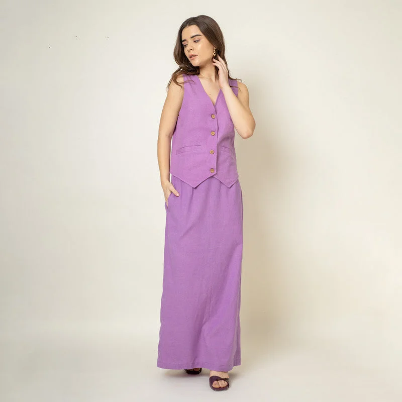 Mermaid - Style Women Dress with a Fitted Silhouette for Special Occasions Mermaid - Style Women Dress with a Fitted Silhouette for Special Occasions Upcycled Cotton Waist Coat & Skirt | Purple Mermaid - Style Women Dress with a Fitted Silhouette for Special Occasions Mermaid - Style Women Dress with a Fitted Silhouette for Special Occasions Upcycled Cotton Waist Coat & Skirt | Purple
