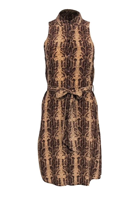 Lace - Embellished Women Dress for an Elegant and Sophisticated Appearance Lace - Embellished Women Dress for an Elegant and Sophisticated Appearance Equipment - Brown Snakeskin Silk Button-Up Dress w/ Belt Sz XS Lace - Embellished Women Dress for an Elegant and Sophisticated Appearance Lace - Embellished Women Dress for an Elegant and Sophisticated Appearance Equipment - Brown Snakeskin Silk Button-Up Dress w/ Belt Sz XS