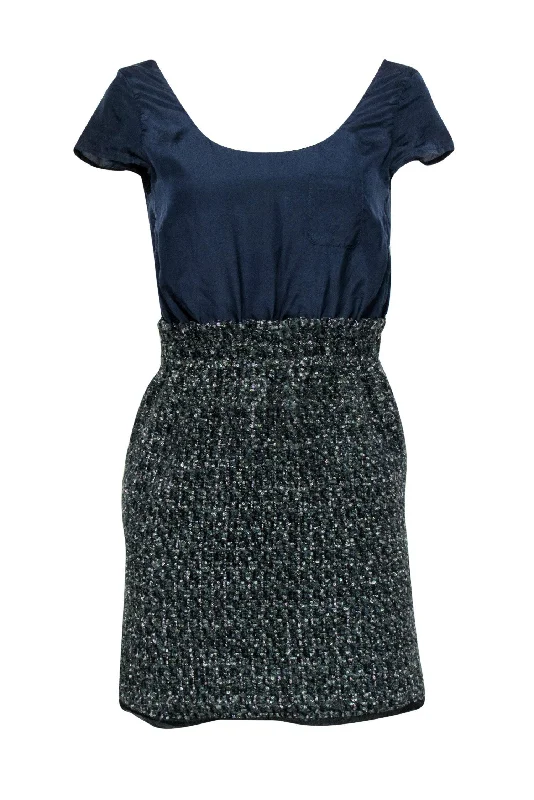 Printed Abstract Women Dress for a Modern and Artistic Appeal Printed Abstract Women Dress for a Modern and Artistic Appeal J.Crew - Cap Sleeve Sheath Dress w/ Tweed Skirt Sz 0