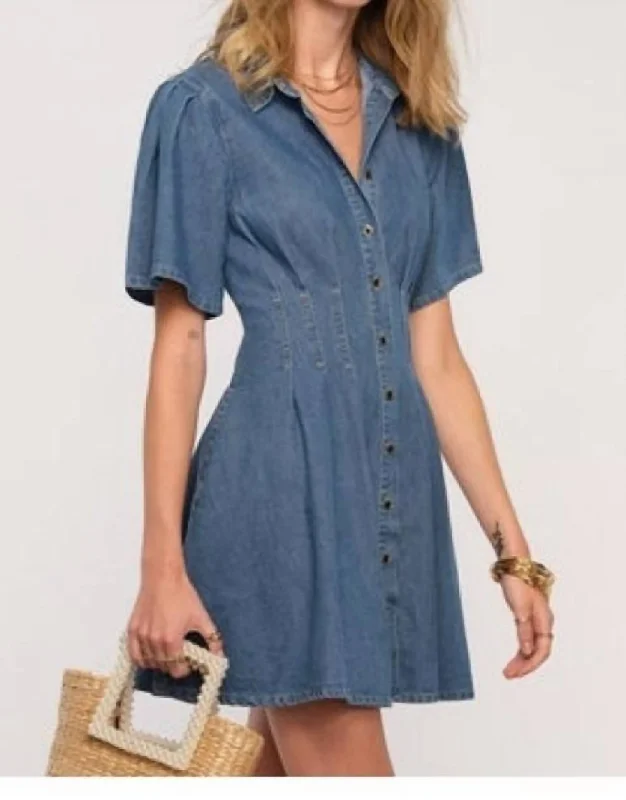 Empire Waist Women Dress to Accentuate the Bust and Conceal the Waist Empire Waist Women Dress to Accentuate the Bust and Conceal the Waist Karia Dress In Denim Empire Waist Women Dress to Accentuate the Bust and Conceal the Waist Empire Waist Women Dress to Accentuate the Bust and Conceal the Waist Karia Dress In Denim