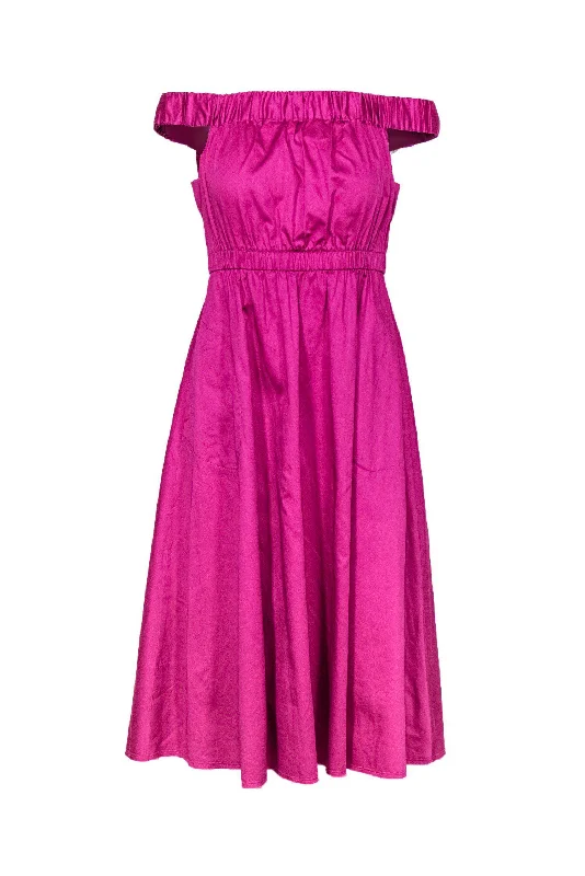 Sheath Women Dress with a Tailored Fit for a Professional Look Sheath Women Dress with a Tailored Fit for a Professional Look Maeve - Magenta Off-the-Shoulder Fit & Flare Dress Sz XS
