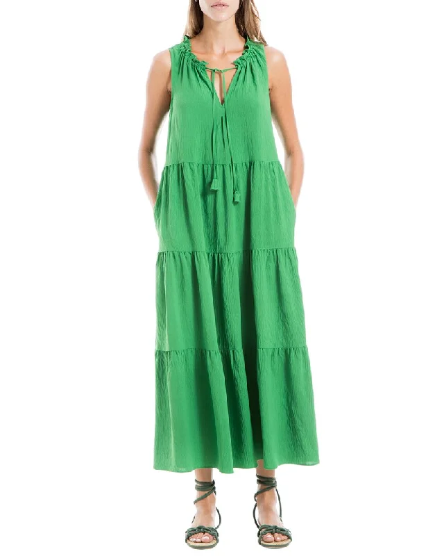 Printed Abstract Women Dress for a Modern and Artistic Appeal Printed Abstract Women Dress for a Modern and Artistic Appeal Max Studio Sleeveless Tiered Maxi Dress