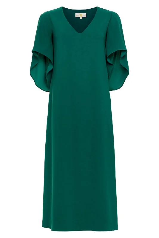 Wrap - Style Women Dress with Adjustable Fit for All Body Types Wrap - Style Women Dress with Adjustable Fit for All Body Types Meredith Midi Dress In Peacock Wrap - Style Women Dress with Adjustable Fit for All Body Types Wrap - Style Women Dress with Adjustable Fit for All Body Types Meredith Midi Dress In Peacock