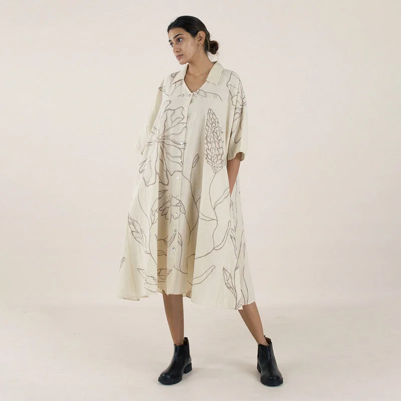 Off - the - Shoulder Women Dress for a Romantic and Feminine Look Off - the - Shoulder Women Dress for a Romantic and Feminine Look Pure Cotton Shirt Dress | Hand-Painted | White Off - the - Shoulder Women Dress for a Romantic and Feminine Look Off - the - Shoulder Women Dress for a Romantic and Feminine Look Pure Cotton Shirt Dress | Hand-Painted | White