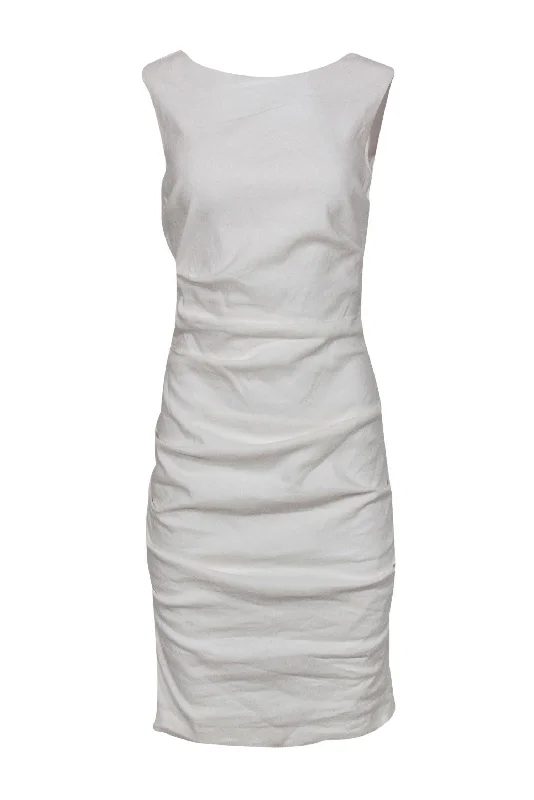 Mermaid - Style Women Dress with a Fitted Silhouette for Special Occasions Mermaid - Style Women Dress with a Fitted Silhouette for Special Occasions Nicole Miller - White Linen Blend Ruched Midi Dress Sz 8 Mermaid - Style Women Dress with a Fitted Silhouette for Special Occasions Mermaid - Style Women Dress with a Fitted Silhouette for Special Occasions Nicole Miller - White Linen Blend Ruched Midi Dress Sz 8