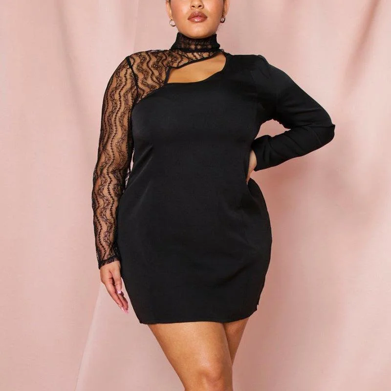Halter Neck Women Dress to Show Off the Shoulders and Neckline Halter Neck Women Dress to Show Off the Shoulders and Neckline NiDELL European and American Style Lace Stitching Dress Long Sleeve Narrow Hollow-out Dress Short Women's Summer New Cross-Border Foreign Trade Women's Clothing Wholesale Halter Neck Women Dress to Show Off the Shoulders and Neckline Halter Neck Women Dress to Show Off the Shoulders and Neckline NiDELL European and American Style Lace Stitching Dress Long Sleeve Narrow Hollow-out Dress Short Women's Summer New Cross-Border Foreign Trade Women's Clothing Wholesale