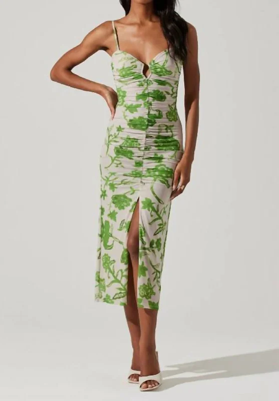 Wrap - Style Women Dress with Adjustable Fit for All Body Types Wrap - Style Women Dress with Adjustable Fit for All Body Types Palermo Ruched Midi Dress In Green Wrap - Style Women Dress with Adjustable Fit for All Body Types Wrap - Style Women Dress with Adjustable Fit for All Body Types Palermo Ruched Midi Dress In Green