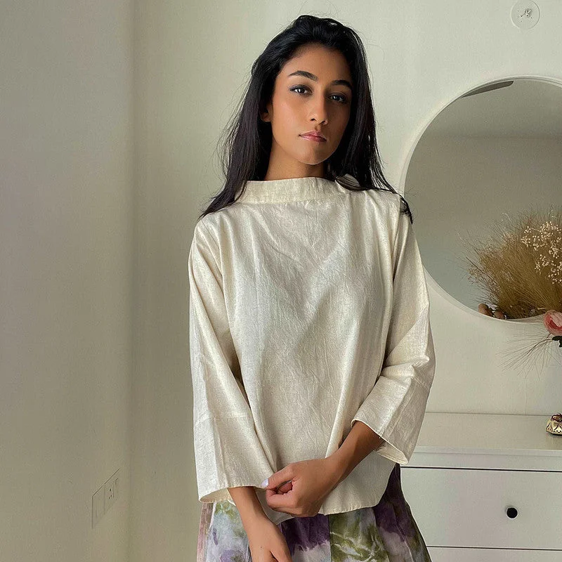 Maxi Women Dress with Floral Print for a Bohemian Vibe Maxi Women Dress with Floral Print for a Bohemian Vibe Cotton Flax Top | Mandarin Collar | White Maxi Women Dress with Floral Print for a Bohemian Vibe Maxi Women Dress with Floral Print for a Bohemian Vibe Cotton Flax Top | Mandarin Collar | White