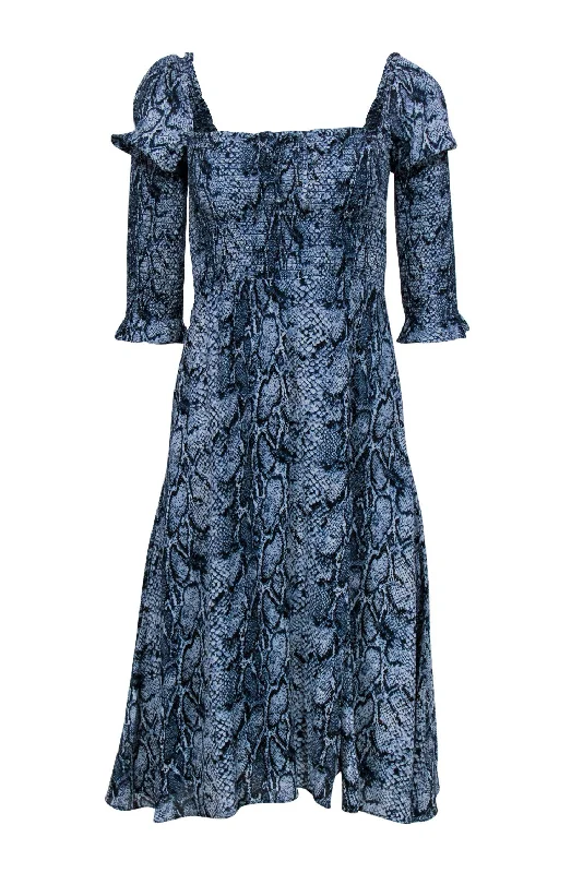 Strapless Women Dress with a Built - in Bra for Comfort and Support Strapless Women Dress with a Built - in Bra for Comfort and Support Reformation - Blue Snakeskin Print Puff Sleeve Midi Dress Sz 6 Strapless Women Dress with a Built - in Bra for Comfort and Support Strapless Women Dress with a Built - in Bra for Comfort and Support Reformation - Blue Snakeskin Print Puff Sleeve Midi Dress Sz 6