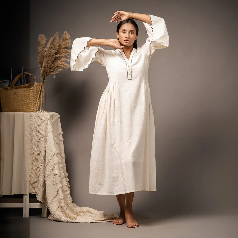 Empire Waist Women Dress to Accentuate the Bust and Conceal the Waist Empire Waist Women Dress to Accentuate the Bust and Conceal the Waist Organic Cotton Dress for Women | Mid Calf Length | Ivory Empire Waist Women Dress to Accentuate the Bust and Conceal the Waist Empire Waist Women Dress to Accentuate the Bust and Conceal the Waist Organic Cotton Dress for Women | Mid Calf Length | Ivory