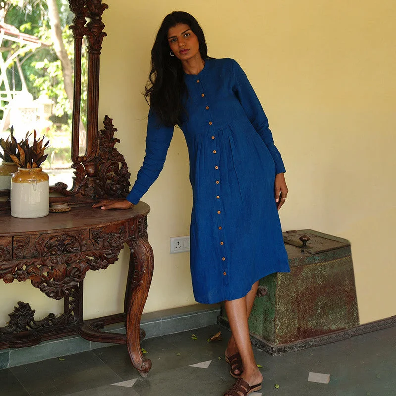 Maxi Women Dress with Floral Print for a Bohemian Vibe Maxi Women Dress with Floral Print for a Bohemian Vibe Linen Dress for Women | Gathered Waist | Dark Blue Maxi Women Dress with Floral Print for a Bohemian Vibe Maxi Women Dress with Floral Print for a Bohemian Vibe Linen Dress for Women | Gathered Waist | Dark Blue