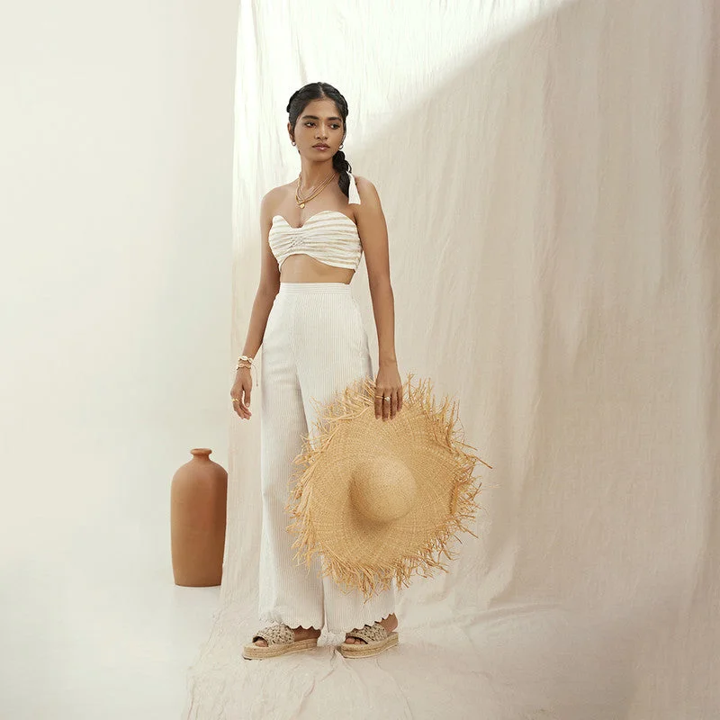 Backless Women Dress for a Sexy and Alluring Look at Evening Events Backless Women Dress for a Sexy and Alluring Look at Evening Events Co Ord Set for Women | Linen Bustier & Pants | Striped | White