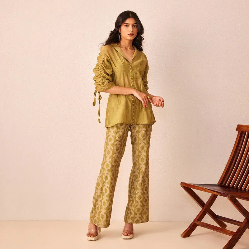 Mermaid - Style Women Dress with a Fitted Silhouette for Special Occasions Mermaid - Style Women Dress with a Fitted Silhouette for Special Occasions Cotton Chanderi Co-Ord Set | Green Mermaid - Style Women Dress with a Fitted Silhouette for Special Occasions Mermaid - Style Women Dress with a Fitted Silhouette for Special Occasions Cotton Chanderi Co-Ord Set | Green