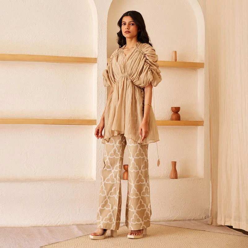 Mini Women Dress with a Short Hem for a Young and Trendy Style Mini Women Dress with a Short Hem for a Young and Trendy Style Cotton Chanderi Top | Pleated | Beige Mini Women Dress with a Short Hem for a Young and Trendy Style Mini Women Dress with a Short Hem for a Young and Trendy Style Cotton Chanderi Top | Pleated | Beige
