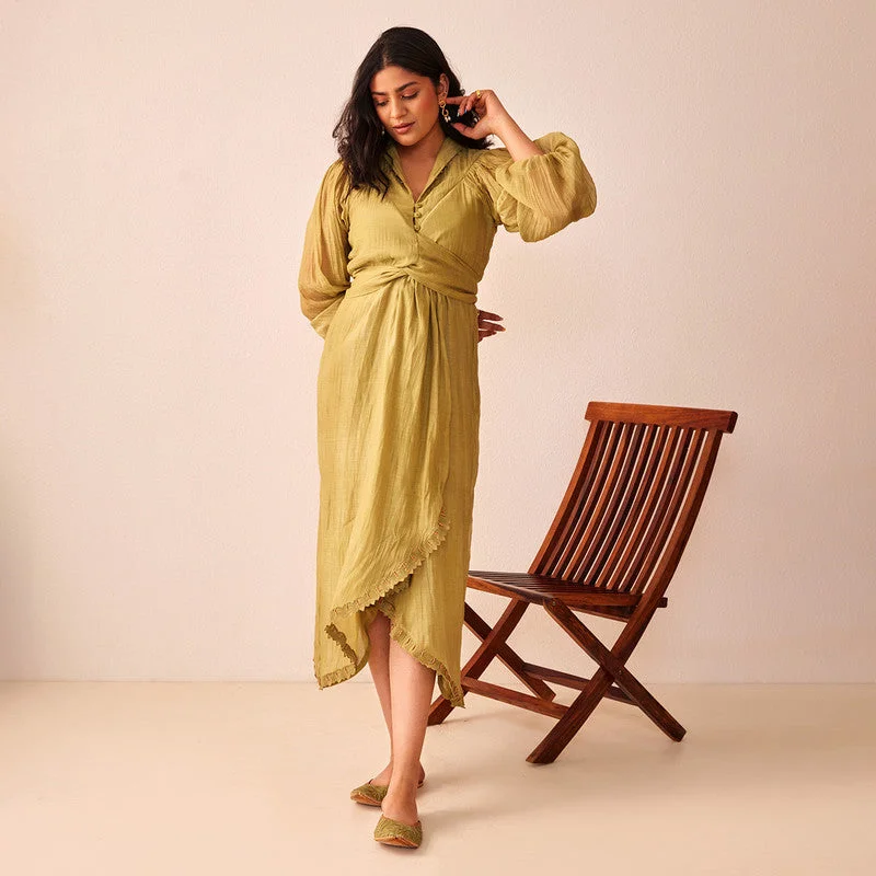 Strapless Women Dress with a Built - in Bra for Comfort and Support Strapless Women Dress with a Built - in Bra for Comfort and Support Wrap Dress | Cotton Chanderi | Green Strapless Women Dress with a Built - in Bra for Comfort and Support Strapless Women Dress with a Built - in Bra for Comfort and Support Wrap Dress | Cotton Chanderi | Green