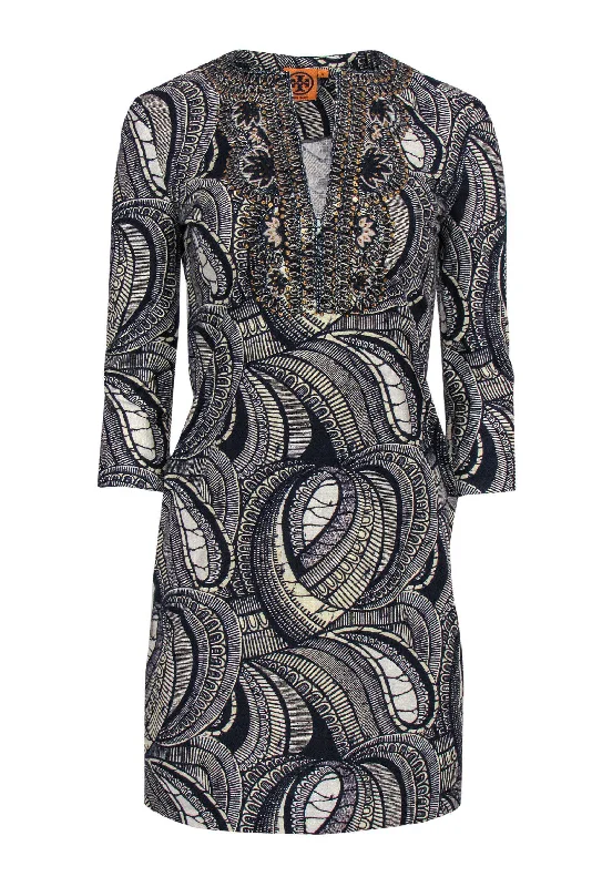 Sleeveless Women Dress in Bright Colors for Summer Parties Sleeveless Women Dress in Bright Colors for Summer Parties Tory Burch - Navy & Cream Print Tunic w/ Sequins Sz 0 Sleeveless Women Dress in Bright Colors for Summer Parties Sleeveless Women Dress in Bright Colors for Summer Parties Tory Burch - Navy & Cream Print Tunic w/ Sequins Sz 0
