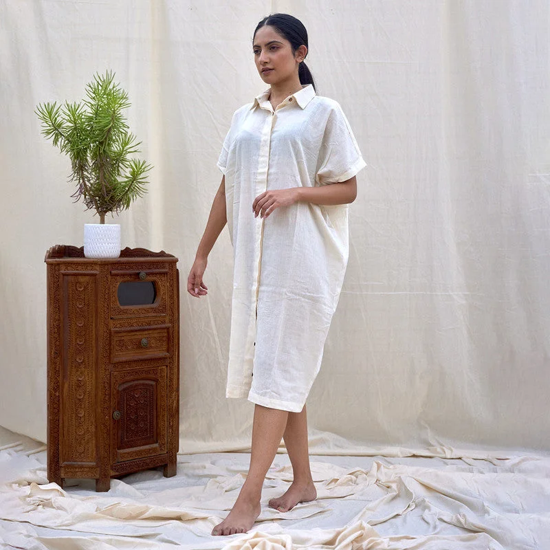 Empire Waist Women Dress to Accentuate the Bust and Conceal the Waist Empire Waist Women Dress to Accentuate the Bust and Conceal the Waist Organic Cotton Shirt Dress | White Empire Waist Women Dress to Accentuate the Bust and Conceal the Waist Empire Waist Women Dress to Accentuate the Bust and Conceal the Waist Organic Cotton Shirt Dress | White