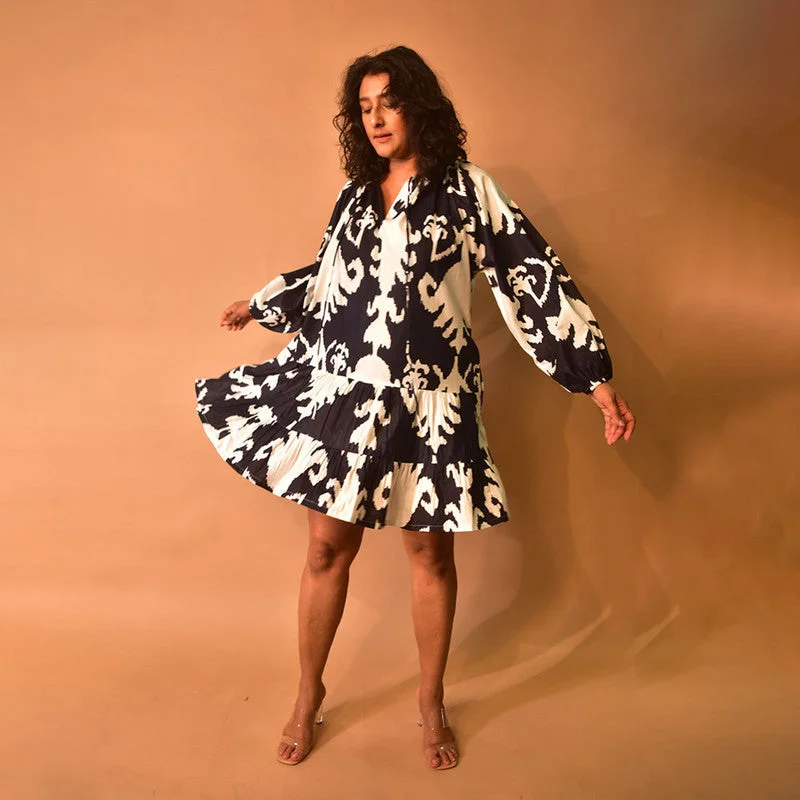 Wrap - Style Women Dress with Adjustable Fit for All Body Types Wrap - Style Women Dress with Adjustable Fit for All Body Types Dresses For Women | Cotton Flared Dress | Hand Block Print | Black & White Wrap - Style Women Dress with Adjustable Fit for All Body Types Wrap - Style Women Dress with Adjustable Fit for All Body Types Dresses For Women | Cotton Flared Dress | Hand Block Print | Black & White