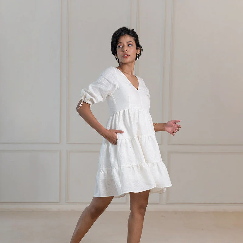Ruffled Women Dress with Multiple Layers for a Playful and Girly Style Ruffled Women Dress with Multiple Layers for a Playful and Girly Style Dress for Women | Linen Dress | Hand Embroidery | Off-White Ruffled Women Dress with Multiple Layers for a Playful and Girly Style Ruffled Women Dress with Multiple Layers for a Playful and Girly Style Dress for Women | Linen Dress | Hand Embroidery | Off-White