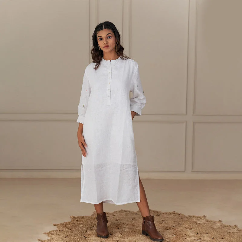Mermaid - Style Women Dress with a Fitted Silhouette for Special Occasions Mermaid - Style Women Dress with a Fitted Silhouette for Special Occasions Dress for Women | Linen Dress | Side Slit | White Mermaid - Style Women Dress with a Fitted Silhouette for Special Occasions Mermaid - Style Women Dress with a Fitted Silhouette for Special Occasions Dress for Women | Linen Dress | Side Slit | White
