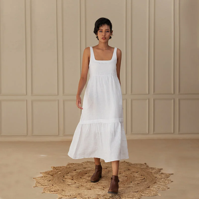 Halter Neck Women Dress to Show Off the Shoulders and Neckline Halter Neck Women Dress to Show Off the Shoulders and Neckline Dresses for Women | Linen Sleeveless Dress | White