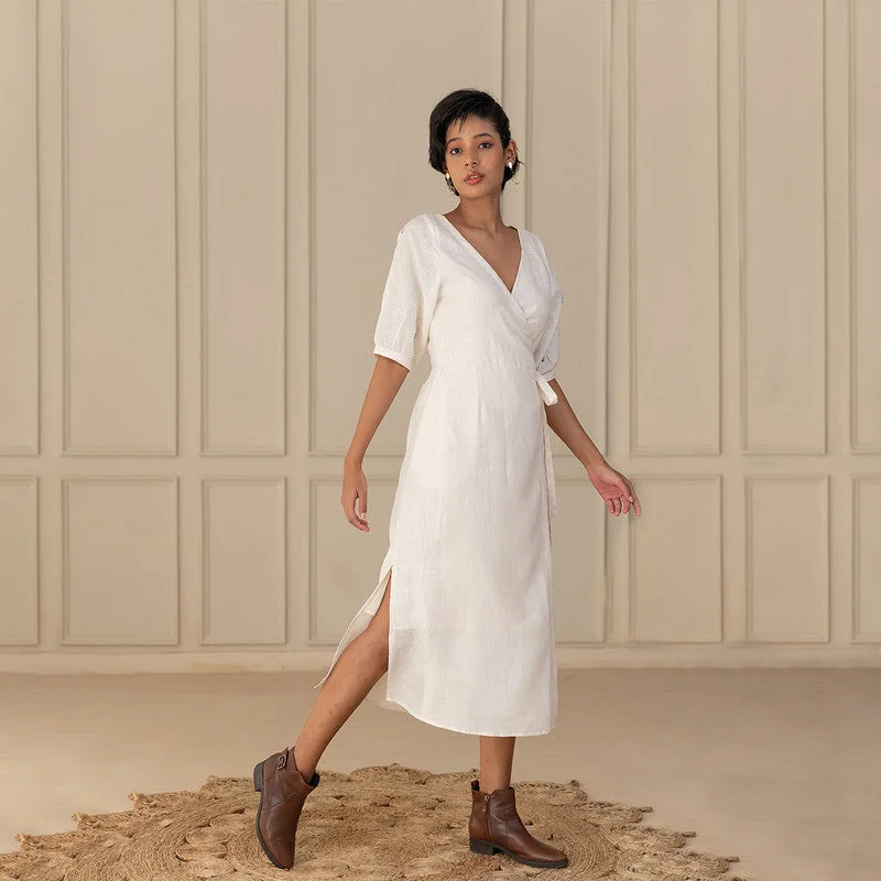 Long - Sleeve Women Dress in Velvet for a Luxurious Winter Look Long - Sleeve Women Dress in Velvet for a Luxurious Winter Look Linen Wrap Dress for Women | Floral Hand Embroidery | White