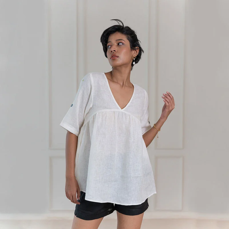 Ruffled Women Dress with Multiple Layers for a Playful and Girly Style Ruffled Women Dress with Multiple Layers for a Playful and Girly Style Tops for Women | Linen Top | Floral Embroidery | Off-White Ruffled Women Dress with Multiple Layers for a Playful and Girly Style Ruffled Women Dress with Multiple Layers for a Playful and Girly Style Tops for Women | Linen Top | Floral Embroidery | Off-White