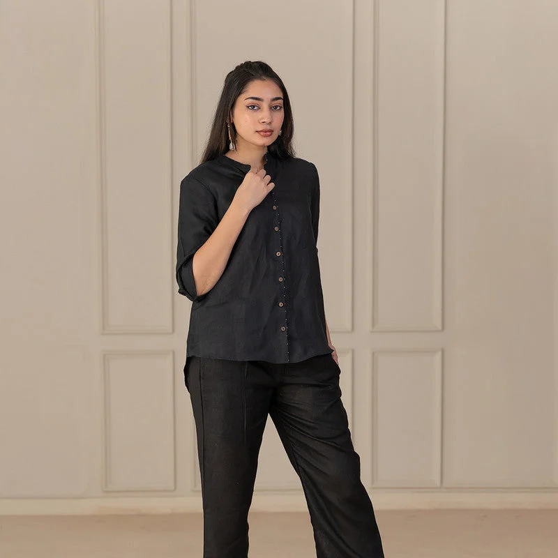 Mini Women Dress with a Short Hem for a Young and Trendy Style Mini Women Dress with a Short Hem for a Young and Trendy Style Women Shirt | Linen Shirt | Mandarin Collar | Black Mini Women Dress with a Short Hem for a Young and Trendy Style Mini Women Dress with a Short Hem for a Young and Trendy Style Women Shirt | Linen Shirt | Mandarin Collar | Black
